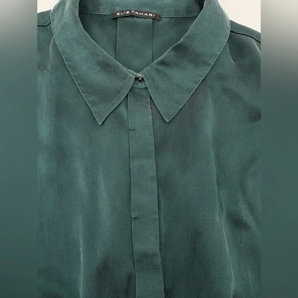 Elie Tahari | Safiya Silk Blouse in jade green | XL - Picture 7 of 8